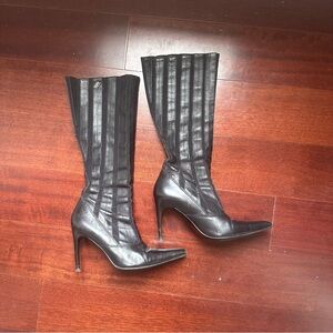 Vintage Buffalo London Stretch Panel Leather Stiletto Boots